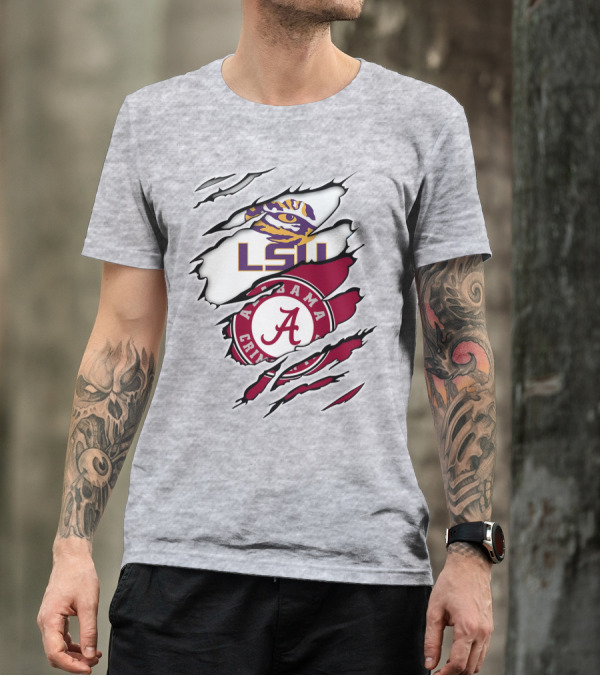 LSU Tigers Alabama Crimson Tide Rivalry Claw Marks T-Shirt