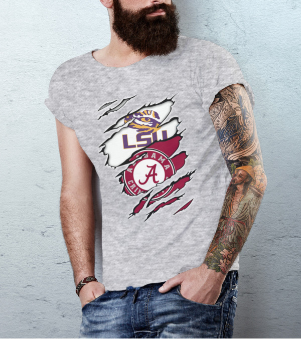 LSU Tigers Alabama Crimson Tide Rivalry Claw Marks T-Shirt