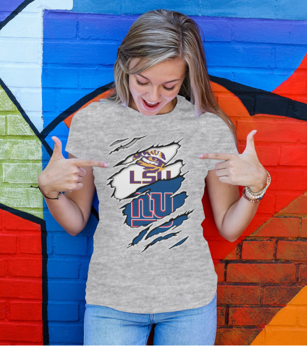 LSU Tigers New York Giants Crossover Tear T-Shirt