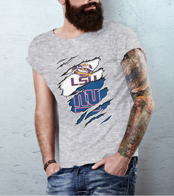 LSU Tigers New York Giants Crossover Tear T-Shirt