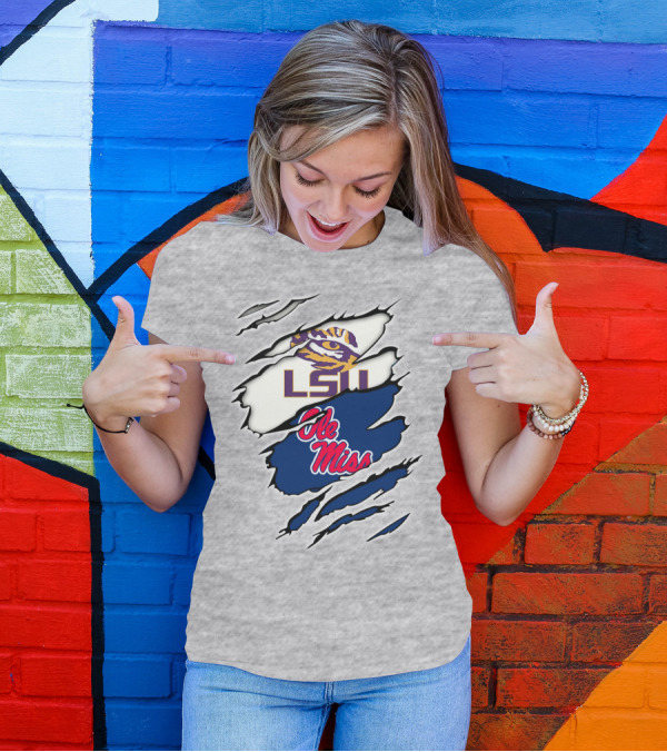 LSU Tigers Ole Miss Rebels Splattered Team T-Shirt