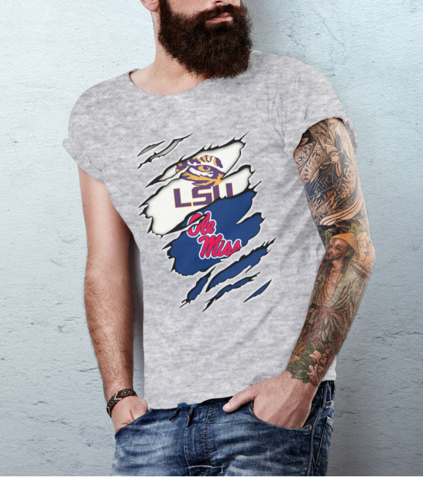 LSU Tigers Ole Miss Rebels Splattered Team T-Shirt