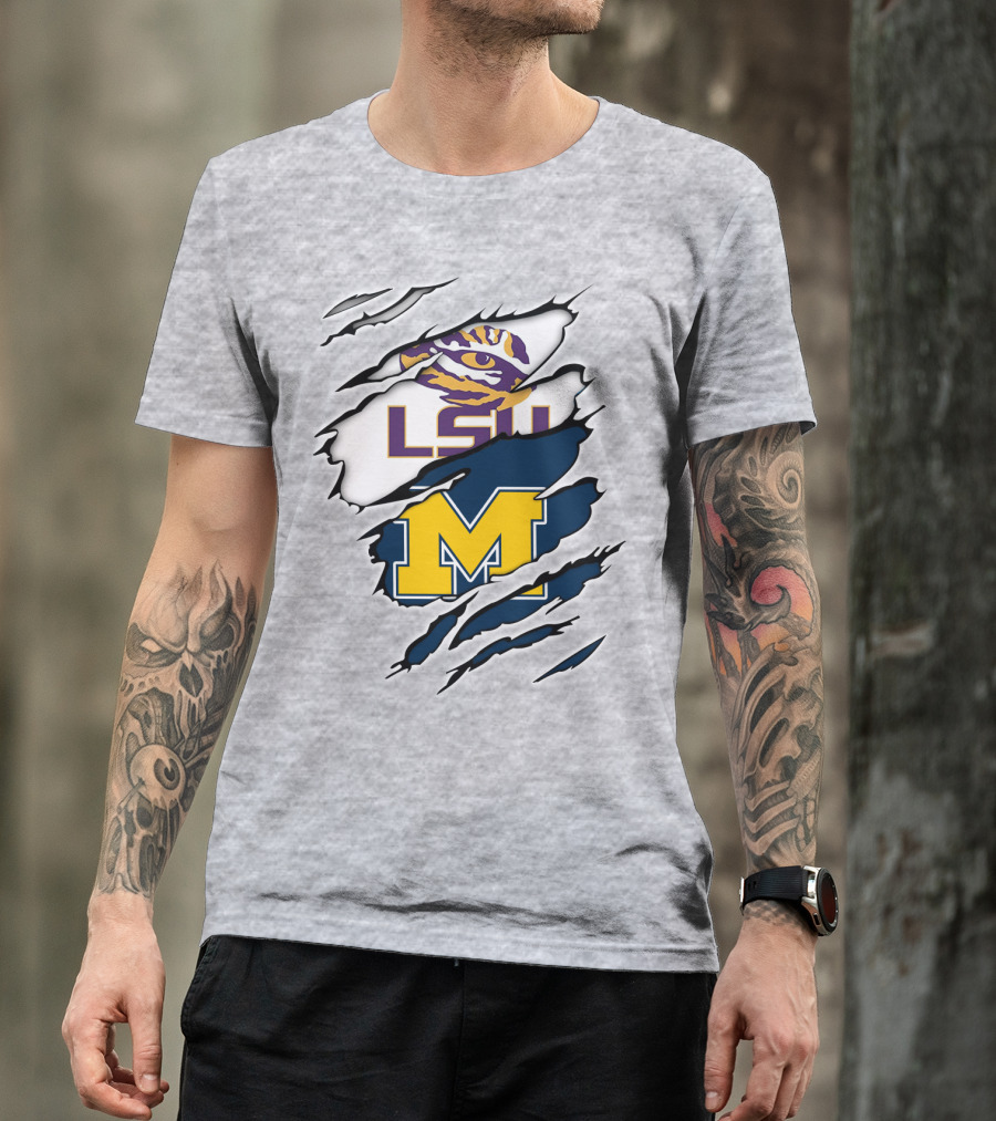 LSU Tigers Michigan Wolverines Claw Logo Mashup T-Shirt