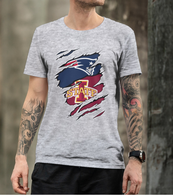 Patriots Logo Claw Marks With Iowa State Cyclones T-Shirt