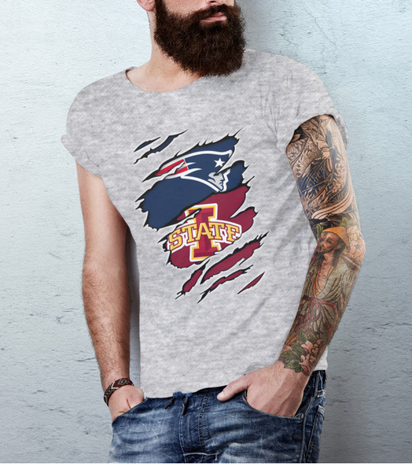 Patriots Logo Claw Marks With Iowa State Cyclones T-Shirt