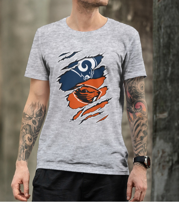 Ram Beavers NFL Meets College Mascot Fusion T-Shirt
