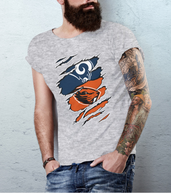 Ram Beavers NFL Meets College Mascot Fusion T-Shirt