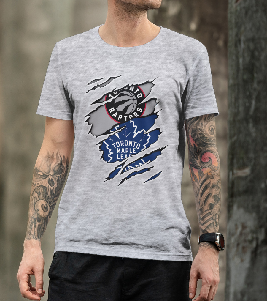 Toronto Raptors Maple Leafs Logo Mashup T-Shirt