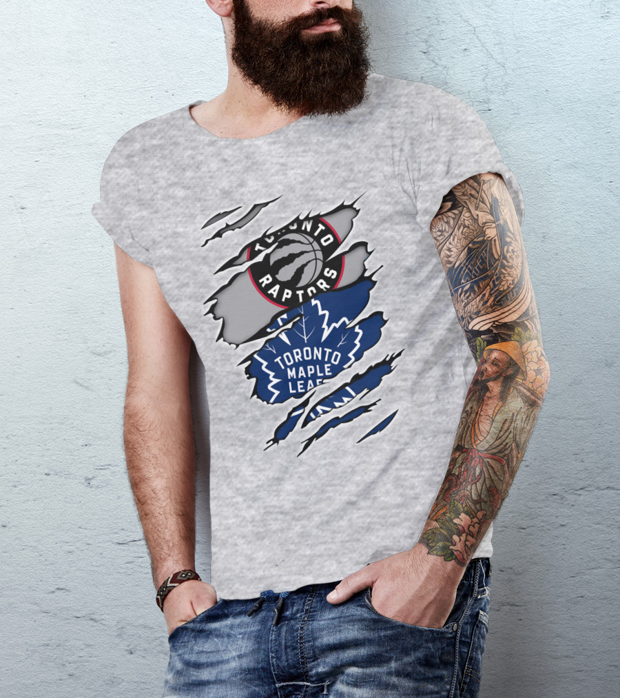 Toronto Raptors Maple Leafs Logo Mashup T-Shirt