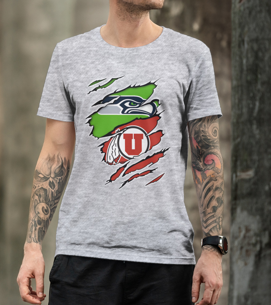 Seahawks Utes Claw Slash Emblem Blend T-Shirt