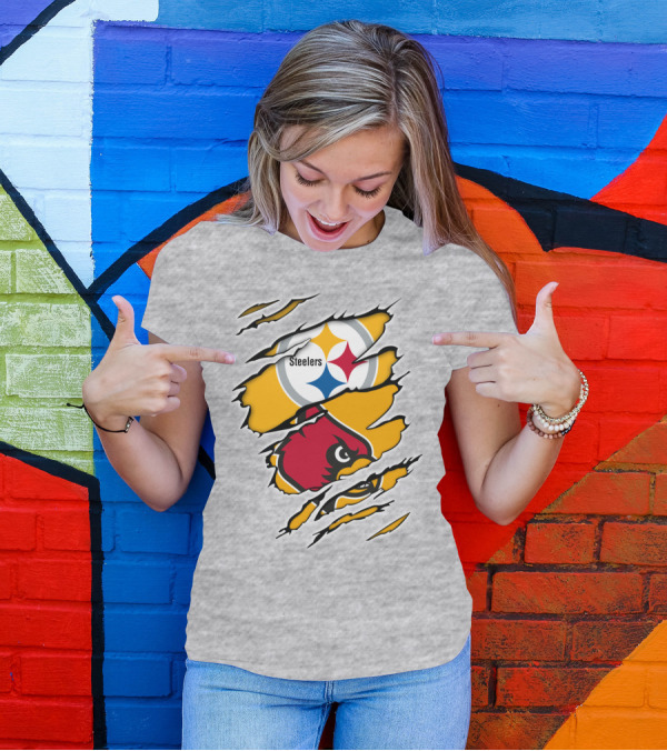 Steelers Louisville Cardinals Fan Crossover T-Shirt