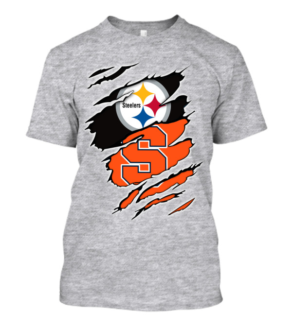 Steelers Syracuse Dual Logo Torn Effect T-Shirt