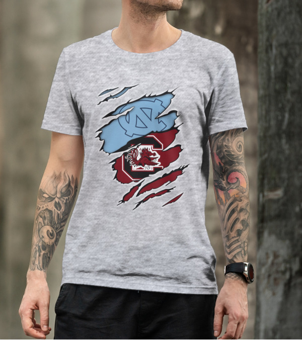 UNC Tar Heels South Carolina Gamecocks Rivalry Claw Marks T-Shirt