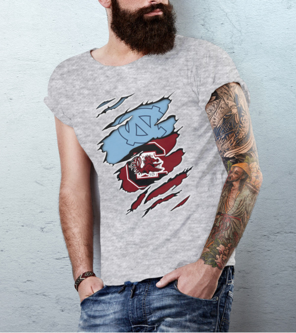 UNC Tar Heels South Carolina Gamecocks Rivalry Claw Marks T-Shirt