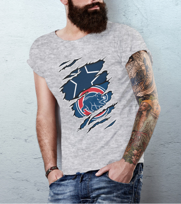 Cowboys Cubs Star And Bear Claw Rips T-Shirt