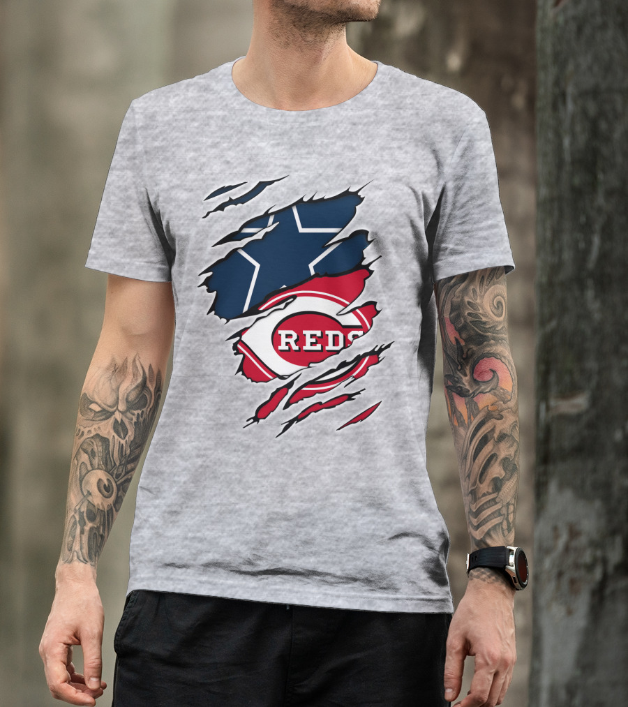 Cowboys Star Reds Logo Ripped T-Shirt