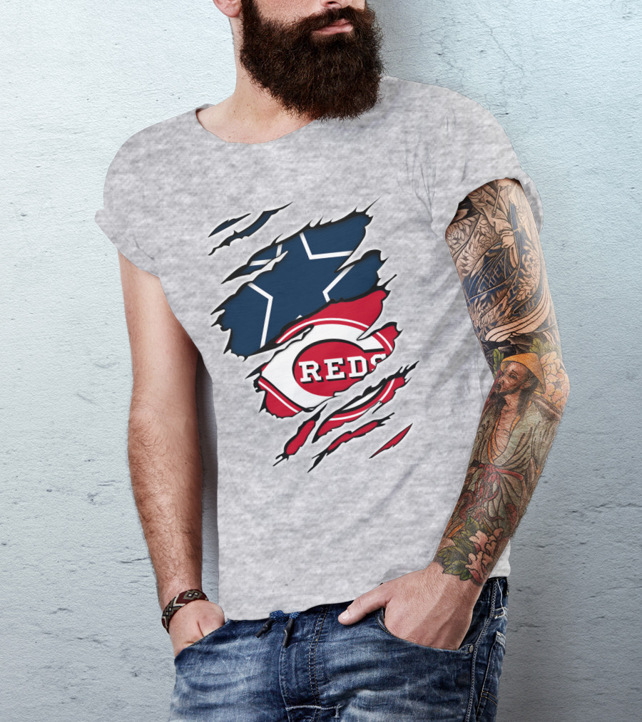 Cowboys Star Reds Logo Ripped T-Shirt