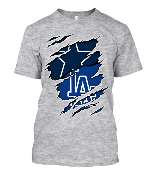 Cowboys Dodgers Cowboys LA Iconic Star And Letters T-Shirt