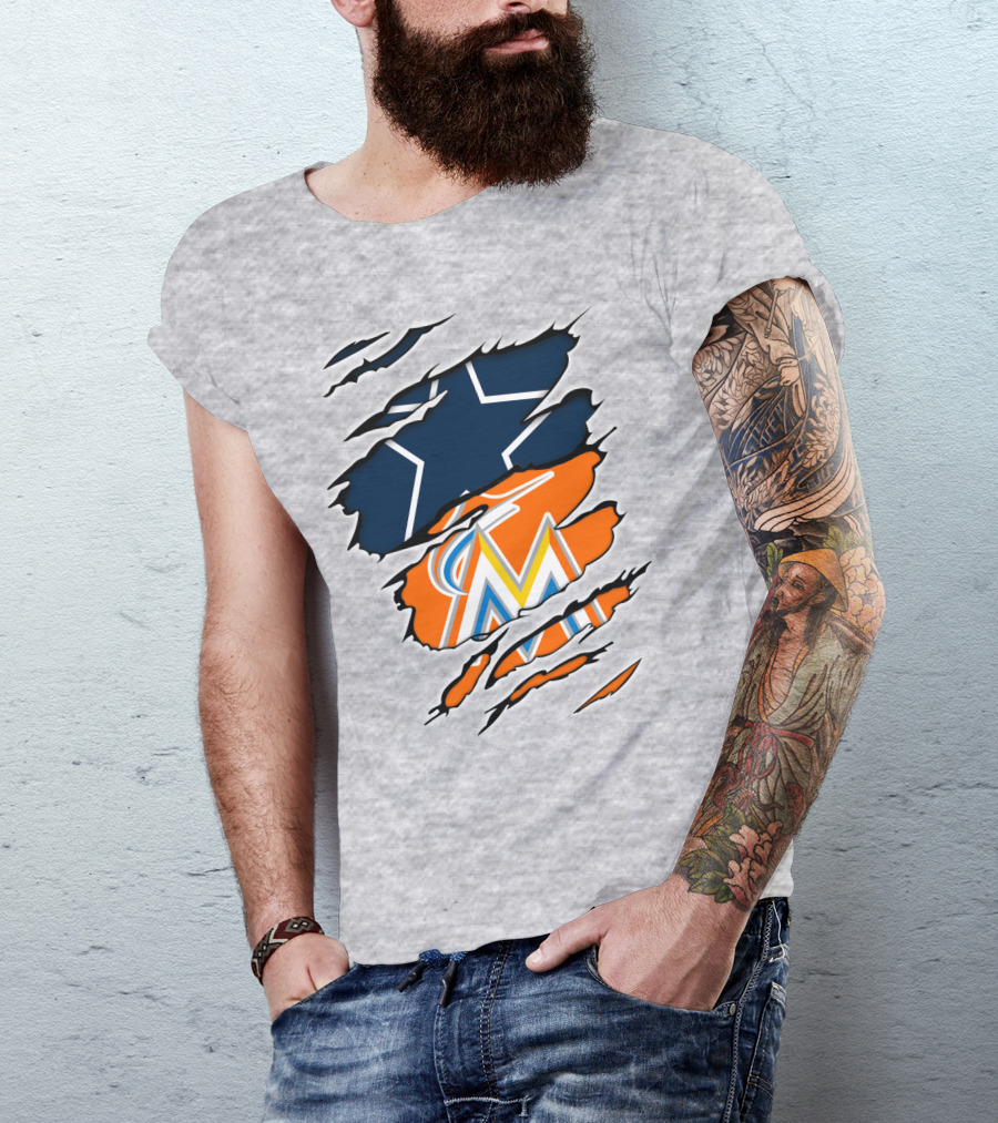 Cowboys Marlins Logo Tear T-Shirt