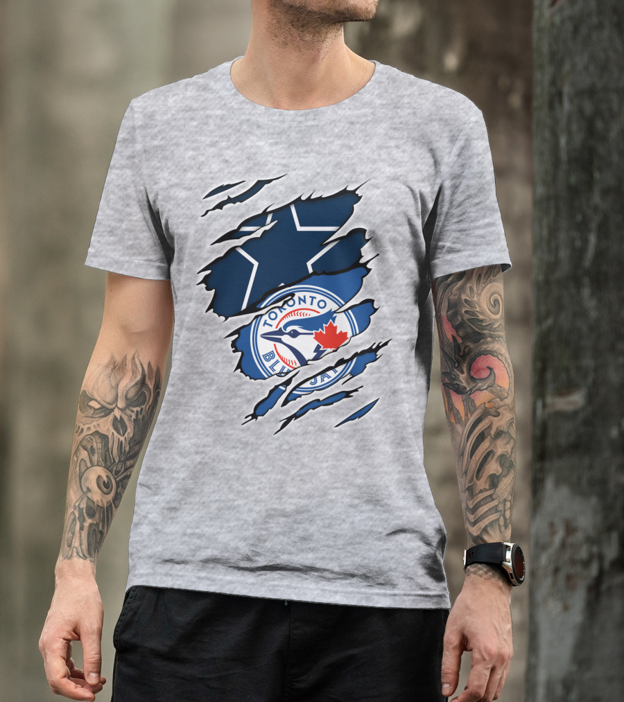 Toronto Blue Jays Dallas Cowboys Ripped T-Shirt