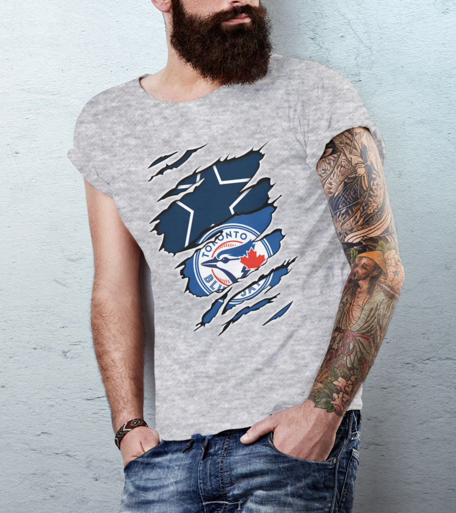 Toronto Blue Jays Dallas Cowboys Ripped T-Shirt