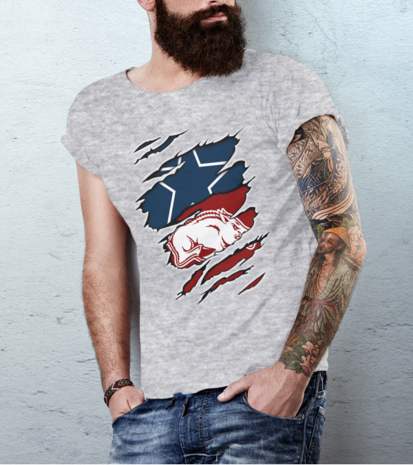 Cowboys Razorbacks Logo Fusion With Star And Hog T-Shirt
