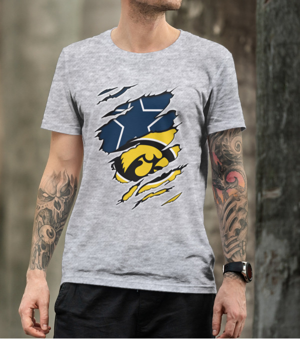 Cowboys Hawkeyes Cowboys Star And Tigerhawk Tear Combo T-Shirt