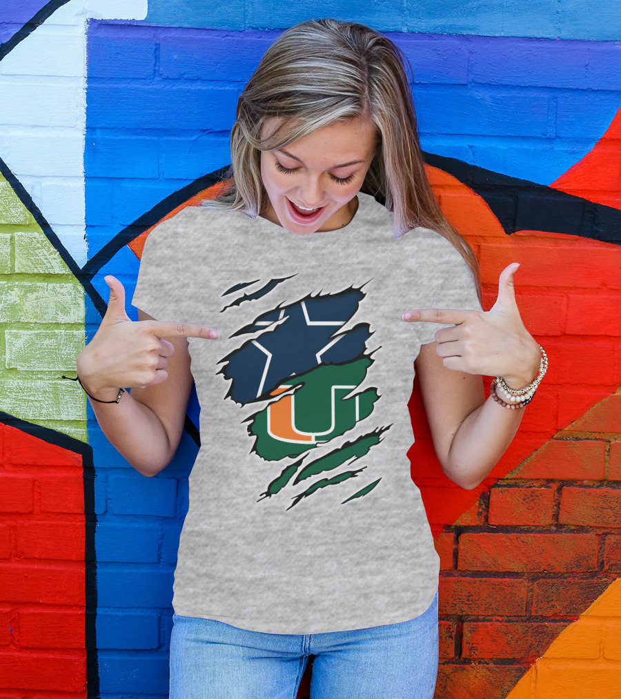 Dallas Cowboys Miami Hurricanes Logo Mashup T-Shirt