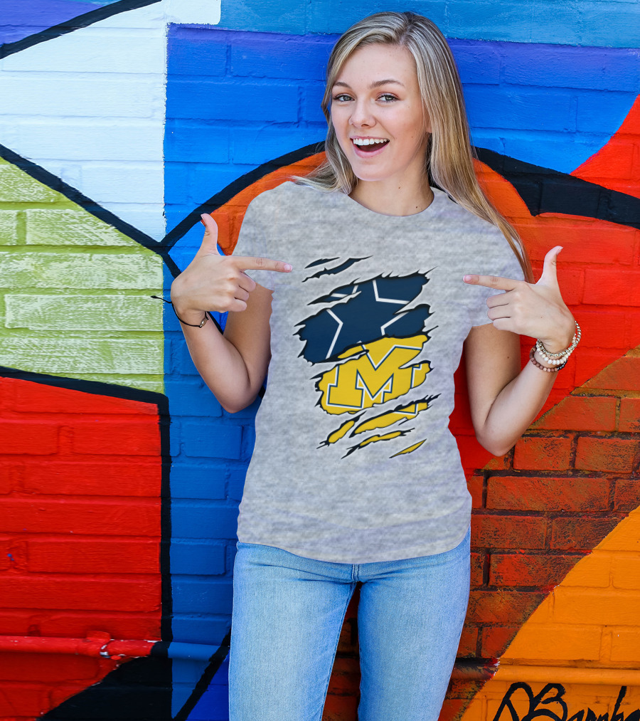 Cowboys Michigan Wolverines Star Logo Fusion T-Shirt