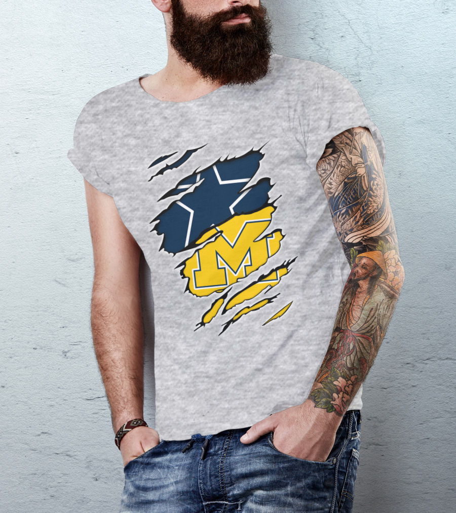 Cowboys Michigan Wolverines Star Logo Fusion T-Shirt