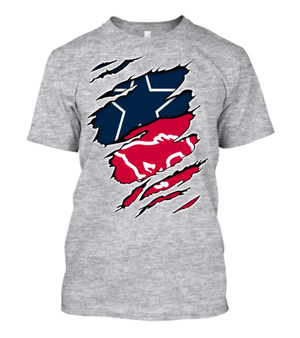 Texas Flag Ripped With SMU Mustangs T-Shirt