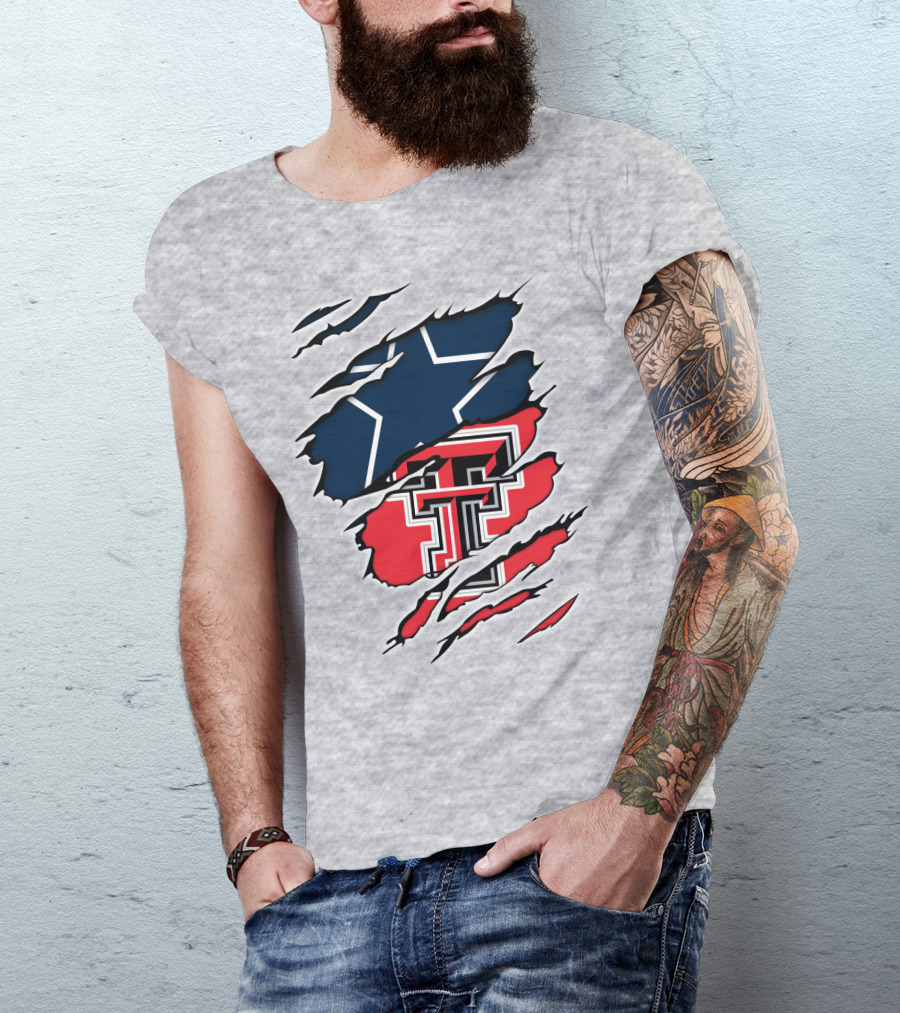 Texas Tech Cowboys Star And Double T Logo Rip T-Shirt