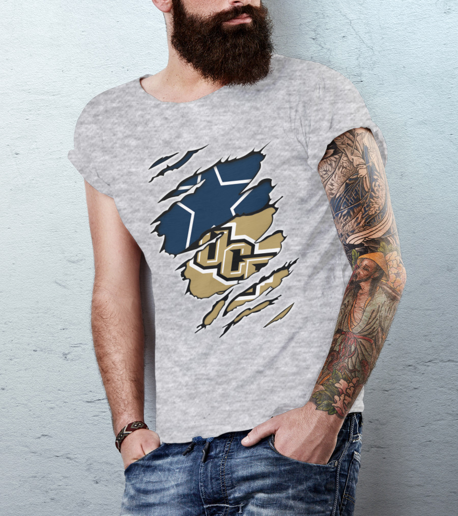 Cowboys UCF Rip Design Cowboys Star Gold T-Shirt