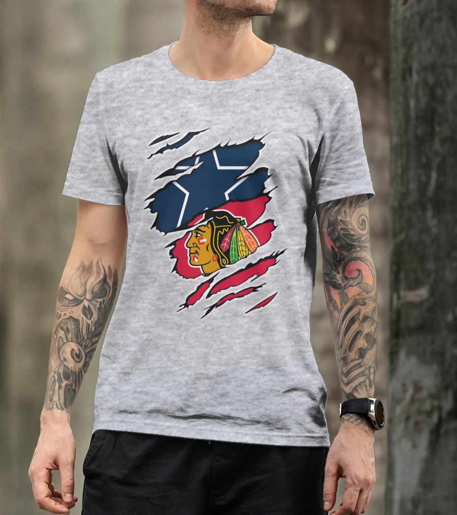 Cowboys Blackhawks Star Ripped T-Shirt