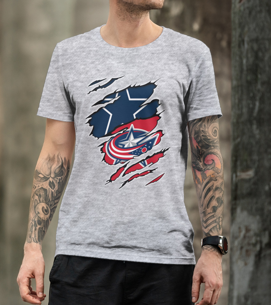 Dallas Cowboys Columbus Blue Jackets Fan Crossover T-Shirt