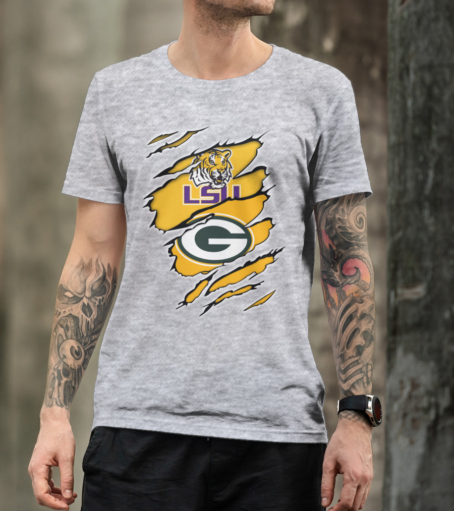 LSU Tigers Green Bay Packers Claw Marks T-Shirt