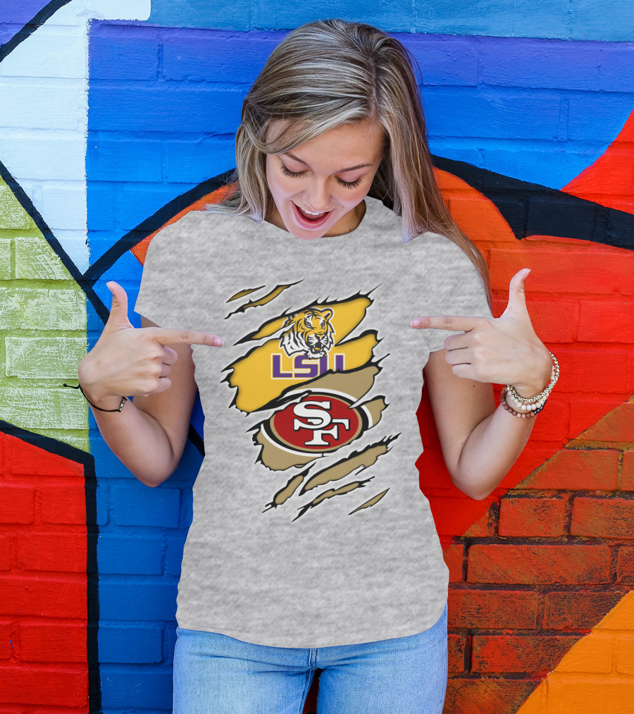 LSU Tigers San Francisco 49ers Ripped T-Shirt
