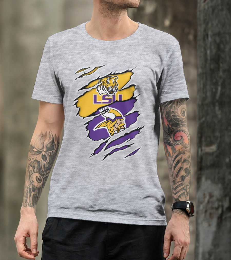 LSU Tigers Vikings Ripped T-Shirt