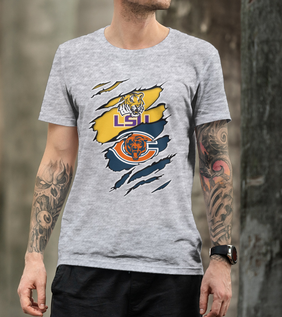 LSU Tigers Chicago Bears Claw Marks T-Shirt
