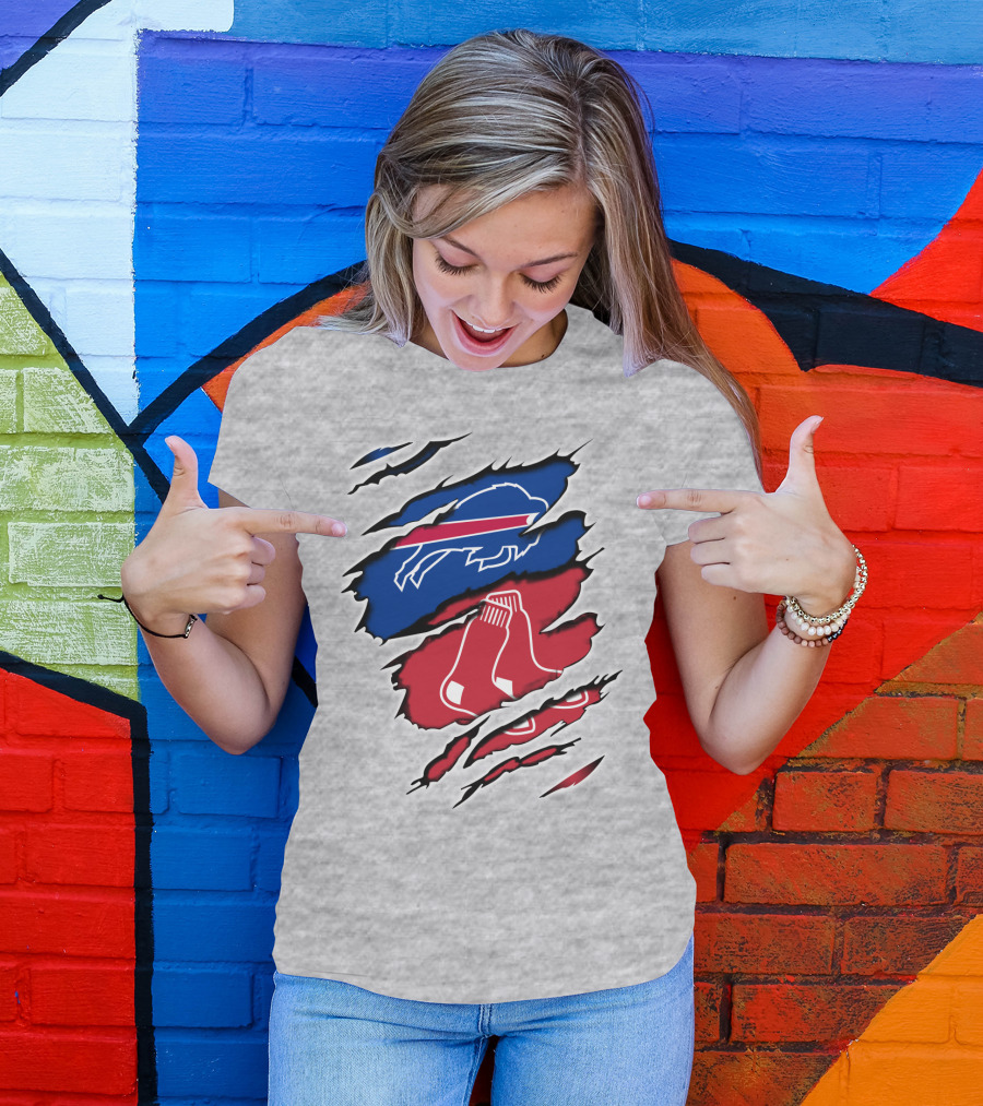 Bills Red Sox Buffalo New England Fan Gear T-Shirt