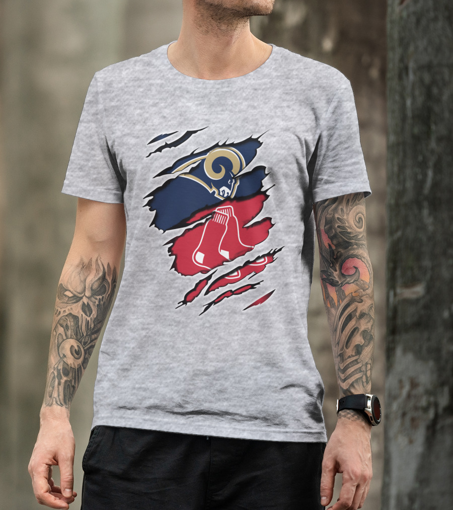 Rams Redsox Logos Fusion T-Shirt