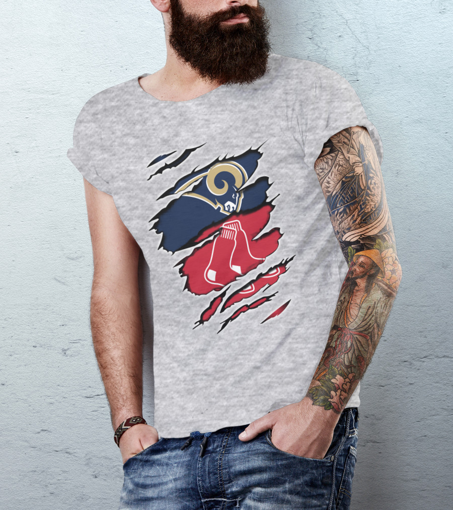 Rams Redsox Logos Fusion T-Shirt