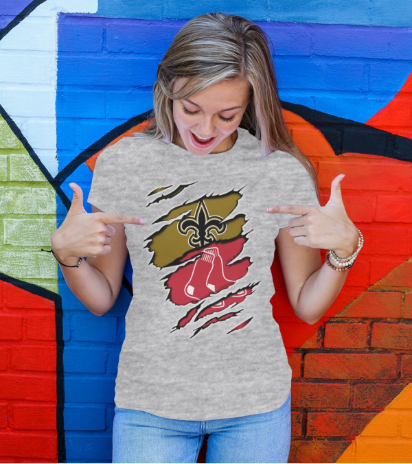 Saints Redsox Fleur-de-Lis And Red Socks Inspired T-Shirt