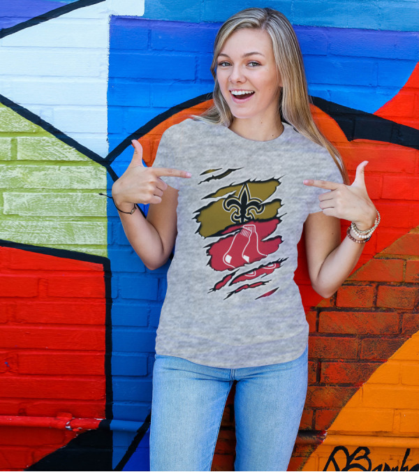 Saints Redsox Fleur-de-Lis And Red Socks Inspired T-Shirt