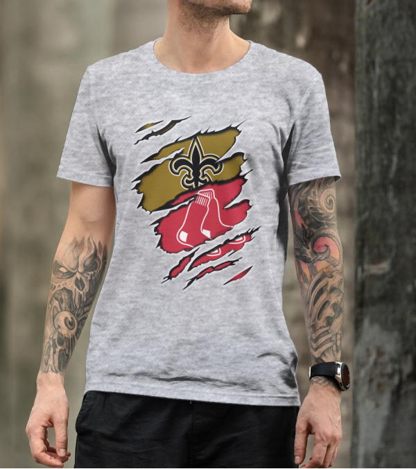 Saints Redsox Fleur-de-Lis And Red Socks Inspired T-Shirt