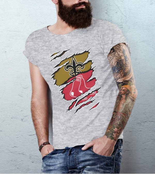 Saints Redsox Fleur-de-Lis And Red Socks Inspired T-Shirt