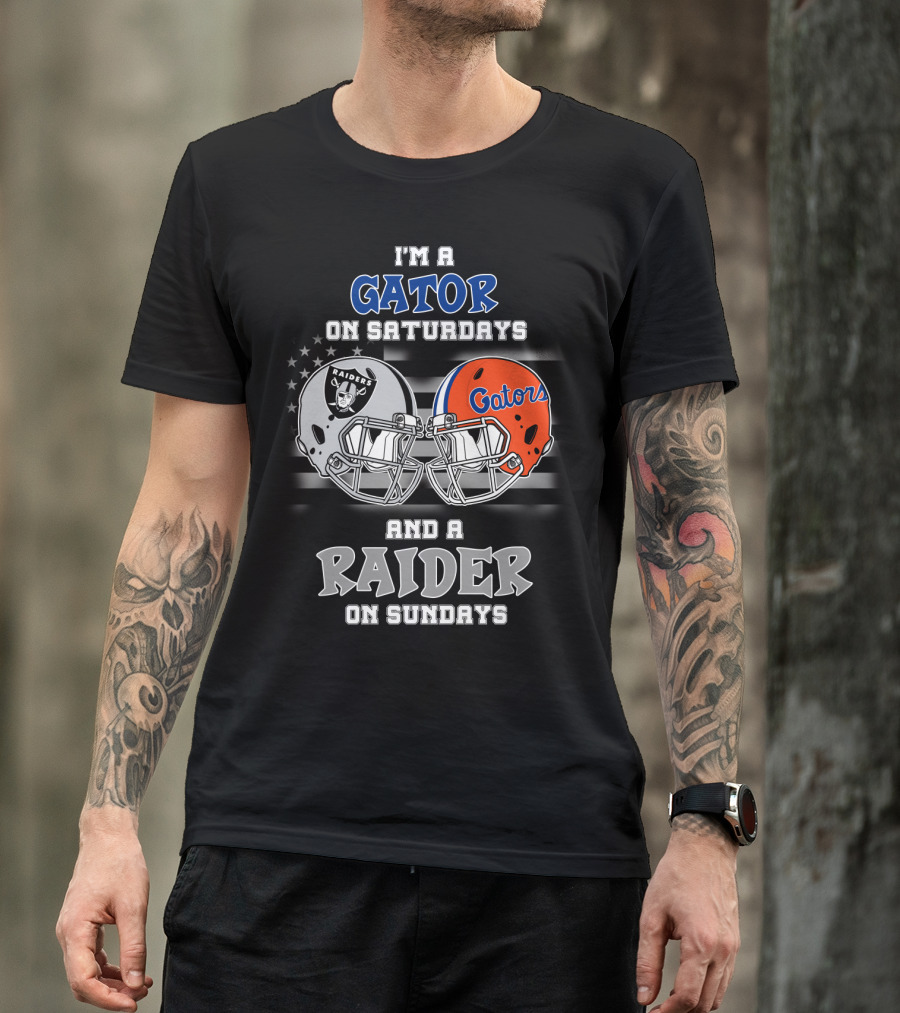 I'm A Gator On Saturdays And A Raider On Sundays Gators Raiders Helmet T-Shirt