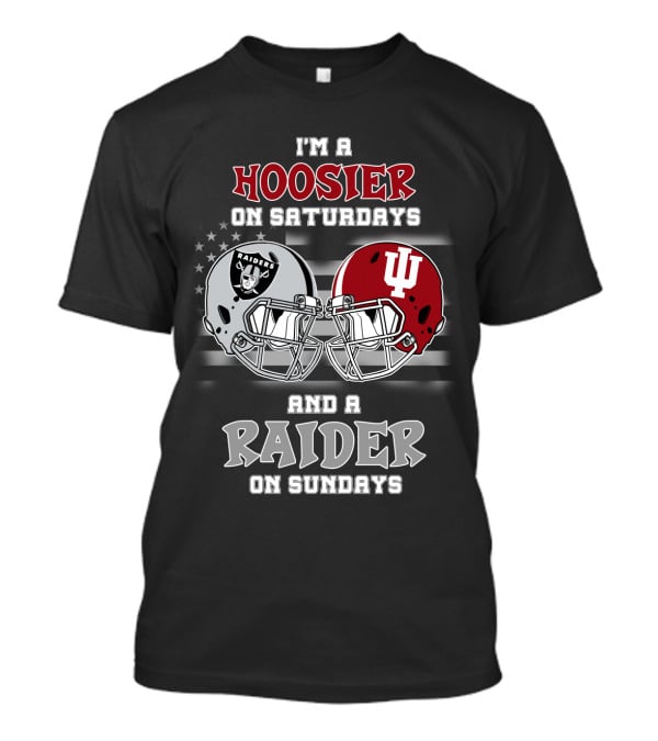 I'm A Hoosier On Saturdays And A Raider On Sundays Helmet T-Shirt