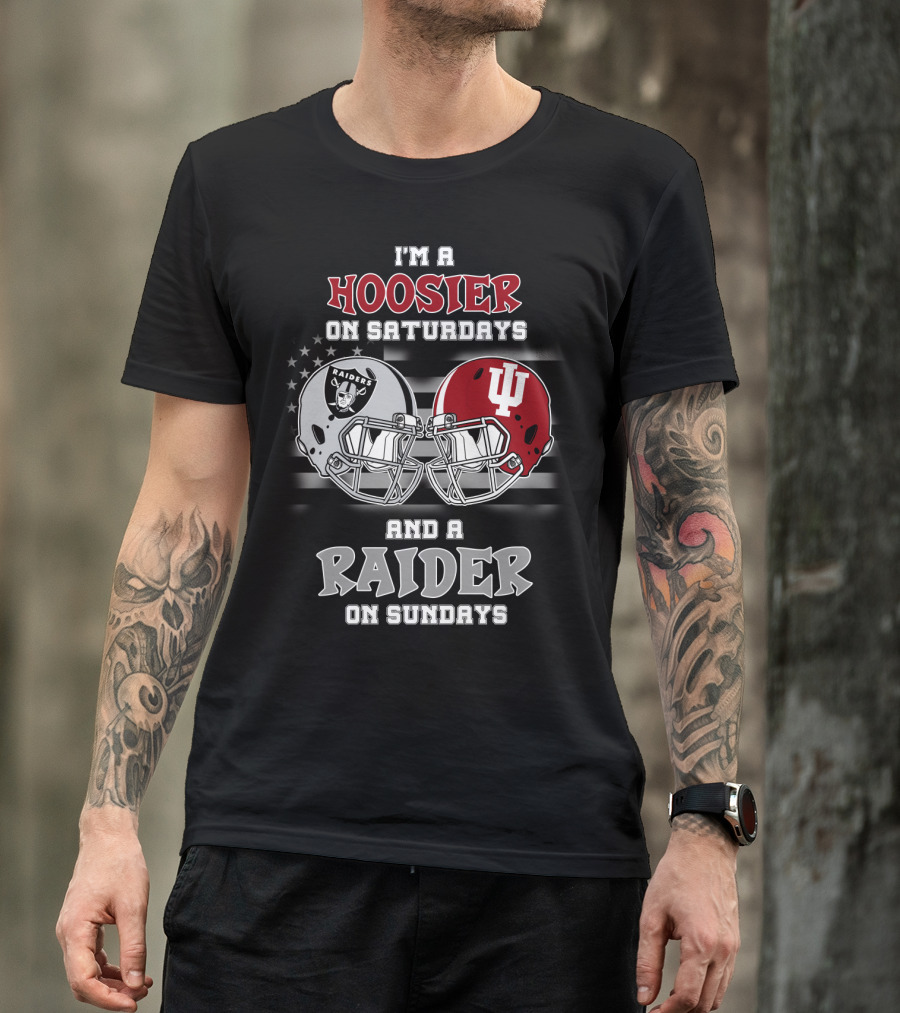 I'm A Hoosier On Saturdays And A Raider On Sundays Helmet T-Shirt