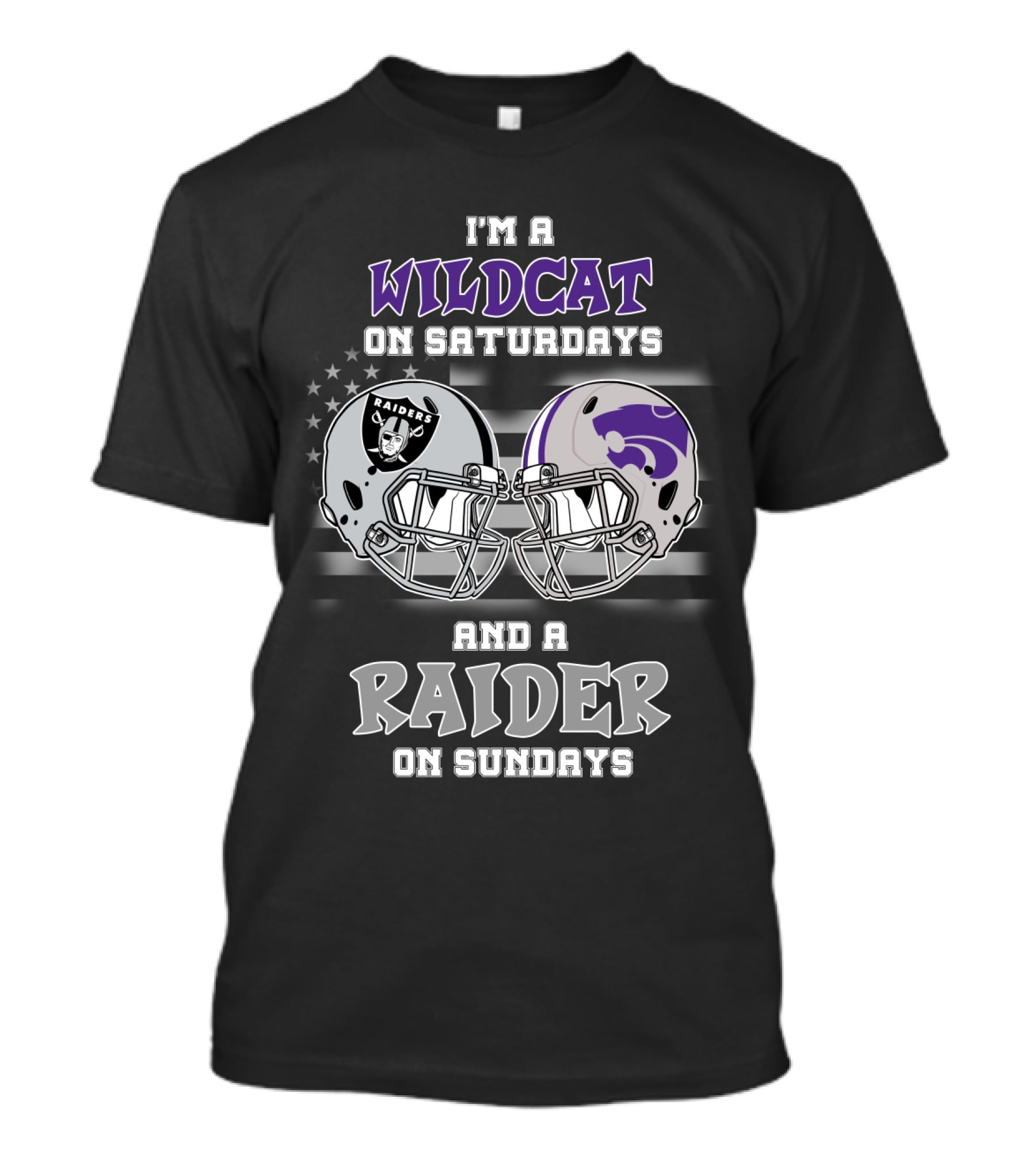 I'm A Wildcat On Saturdays And A Raider On Sundays Kansas State Wildcats And Raiders Helmet T-Shirt